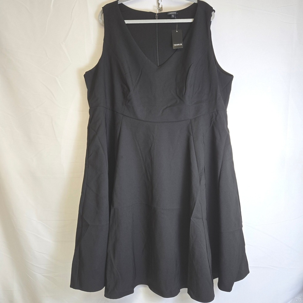 Torrid Studio Refined Crepe Skater Dress, Knee Length, Black, Size 24, NEW